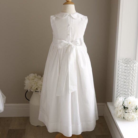 Strasburg White Smocked Heirloom Sleeveless Dress Flower Girl RARE FIND NWOT - Picture 7 of 7